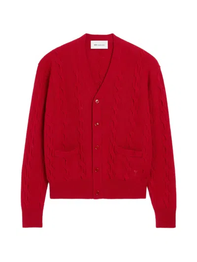 Ami Alexandre Mattiussi Ami Paris Cardigan In Red