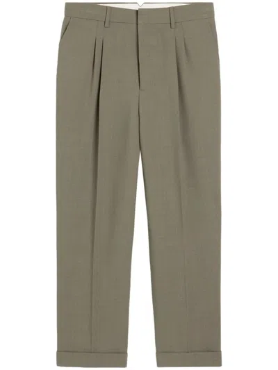 Ami Alexandre Mattiussi Ami Paris Smoke Grey Virgin Wool Trousers In Green
