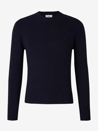 Ami Alexandre Mattiussi Ami Paris Cashmere Knit Sweater In Midnight Blue