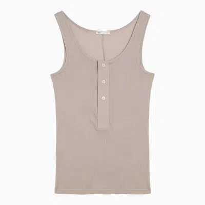Ami Alexandre Mattiussi Chalk-coloured Cotton Tank Top With Buttons In White