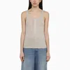 AMI ALEXANDRE MATTIUSSI CHALK-COLOURED COTTON TANK TOP WITH BUTTONS