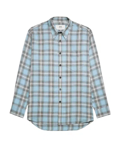 AMI ALEXANDRE MATTIUSSI AMI PARIS CHECKED LONG-SLEEVED SHIRT