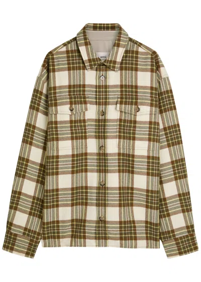 AMI ALEXANDRE MATTIUSSI AMI PARIS CHECKED WOOL OVERSHIRT