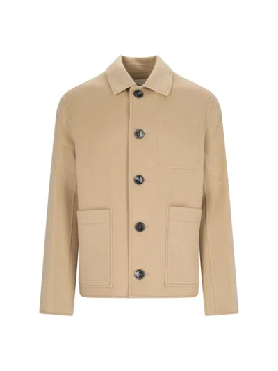 Ami Alexandre Mattiussi Ami Paris Chest Pocket Buttoned Jacket In Beige