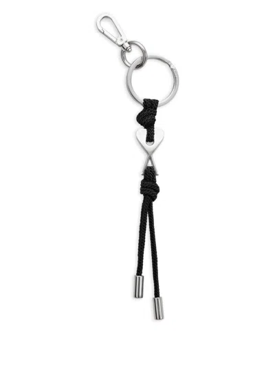 Ami Alexandre Mattiussi Ami Paris Chic Heart Charm Keychain With Hook Clasp In Black