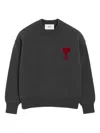 Ami Alexandre Mattiussi Heart Intarsia Wool Knit Crewneck Sweater In Blue