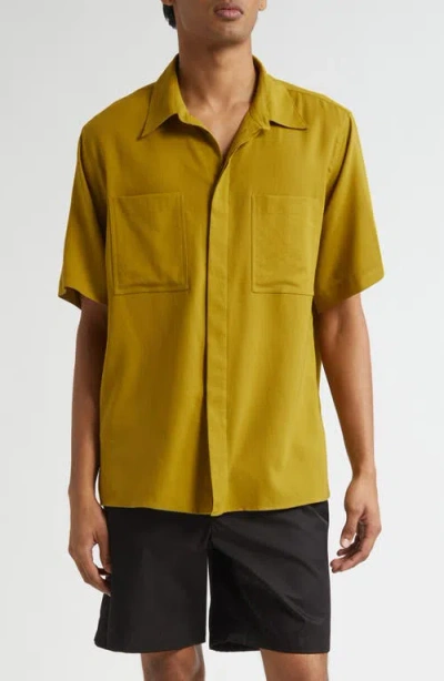 Ami Alexandre Mattiussi Ami Paris Classic Fit Cotton Short Sleeve Button-up Shirt In Neutral
