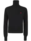 Ami Alexandre Mattiussi Ami Paris Jersey With Ami De Couer Embroidery In Black