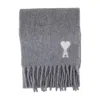 Ami Alexandre Mattiussi Ami Paris Ami De Coeur Fringed Scarf In Gray