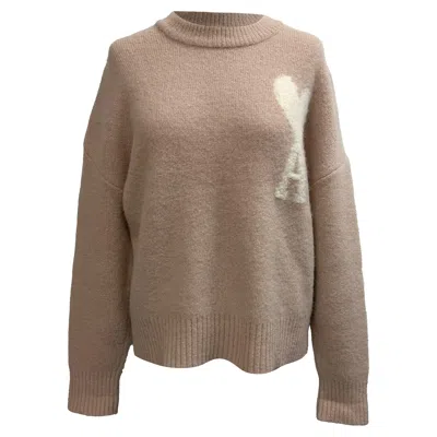 Ami Alexandre Mattiussi Ami Paris Cloudy Ami De Caur Sweater In Pink Wool In Brown
