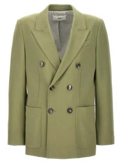 Ami Alexandre Mattiussi Ami Double Regular Fit Double Breasted Blazer In Green