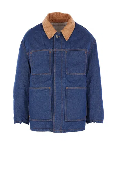 Ami Alexandre Mattiussi Ami Paris Denim Padded Jacket In Blue