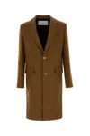 Ami Alexandre Mattiussi Wool Coat With Notch Lapel And Long Sleeves In Brown