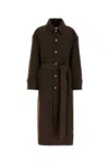 Ami Alexandre Mattiussi Belted Wool Coat In Brown