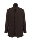 Ami Alexandre Mattiussi Ami High Collar Short Coat In Brown