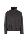 Ami Alexandre Mattiussi Harrington Wool Gabardine Jacket In Gray