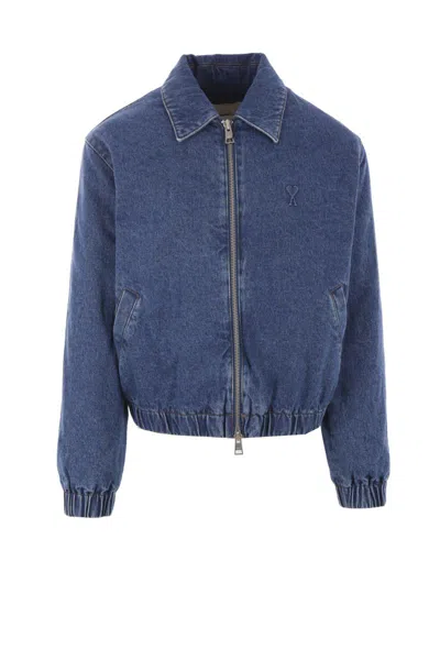 Ami Alexandre Mattiussi Adc Denim Zipped Jacket In Blue
