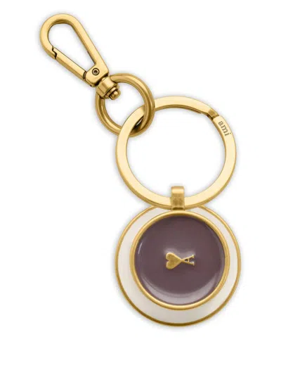Ami Alexandre Mattiussi Ami Paris Coffee Cup Charm Keychain With Logo Hook Closure In Ecru