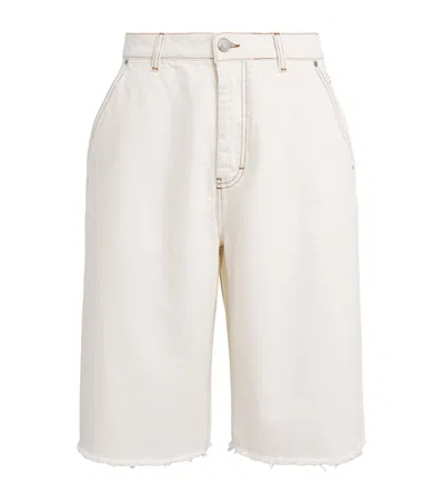 Ami Alexandre Mattiussi Ami Paris Contrast-stitch Oversized Denim Shorts In White