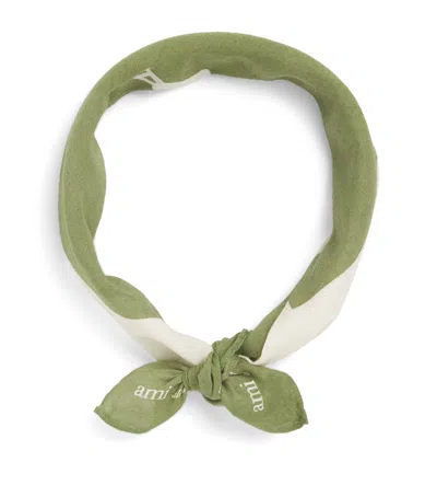Ami Alexandre Mattiussi Ami Paris Cotton Ami De Coeur Scarf In Green