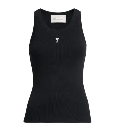 Ami Alexandre Mattiussi Ami Paris Cotton Ami De Coeur Tank Top In Black