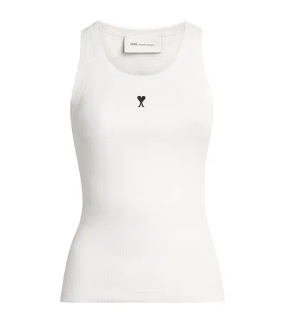 Ami Alexandre Mattiussi Ami Paris Cotton Ami De Coeur Tank Top In White
