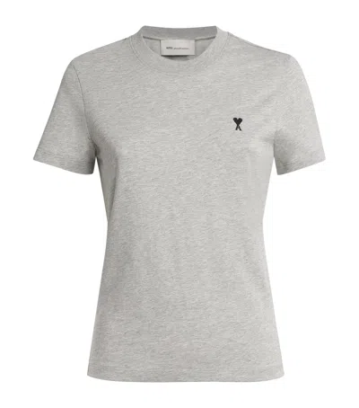 Ami Alexandre Mattiussi Ami Paris Cotton Ami De Coeur T-shirt In Gray