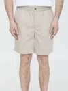 Ami Alexandre Mattiussi Elasticated Waist Cotton Shorts With Button Detail In Multi