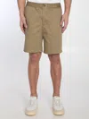 Ami Alexandre Mattiussi Khaki Cotton Elasticated Waist Shorts
