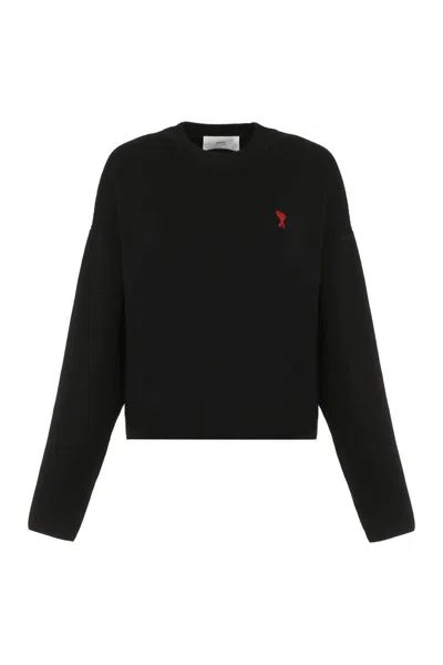 Ami Alexandre Mattiussi Ami Paris Cotton Blend Crew-neck Sweater In Black