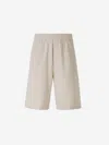 Ami Alexandre Mattiussi Ami Paris Cotton Crepe Bermuda Shorts In Neutral