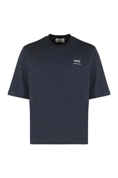 Ami Alexandre Mattiussi Ami Paris Cotton Crew-neck T-shirt In Blue