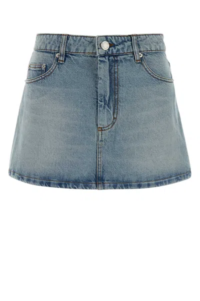 Ami Alexandre Mattiussi Ami Paris Cotton Denim Skirt In Blue