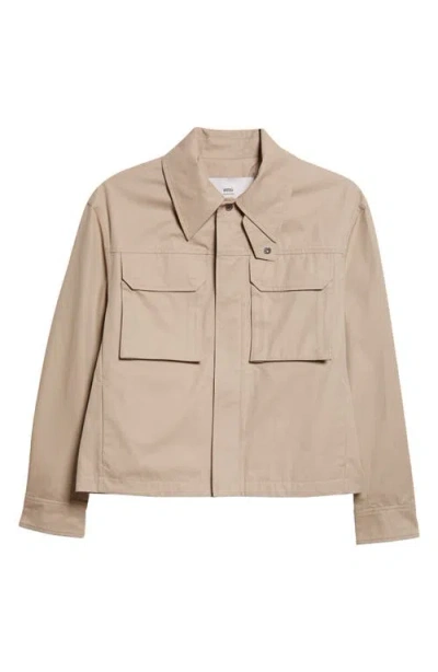 Ami Alexandre Mattiussi Ami Paris Cotton Gabardine Worker Jacket In Nude
