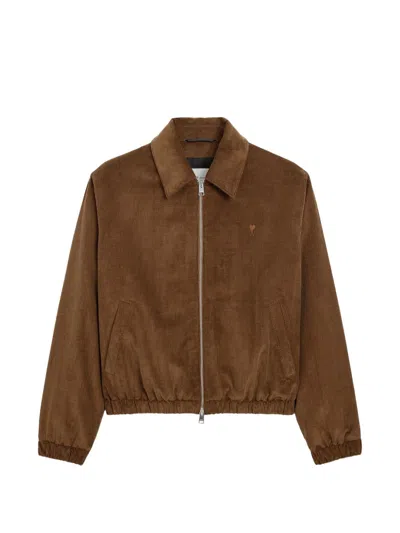 Ami Alexandre Mattiussi Ami Paris Cotton Harrington Jacket In Brown