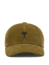 Ami Alexandre Mattiussi Green Cotton Ami De Coeur Corduroy Cap Green In Green