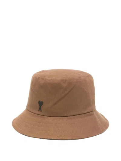 Ami Alexandre Mattiussi Ami Paris Cotton Hats In Brown