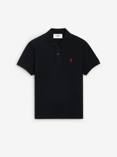 Ami Alexandre Mattiussi Ami Paris Cotton Heart Polo In Black