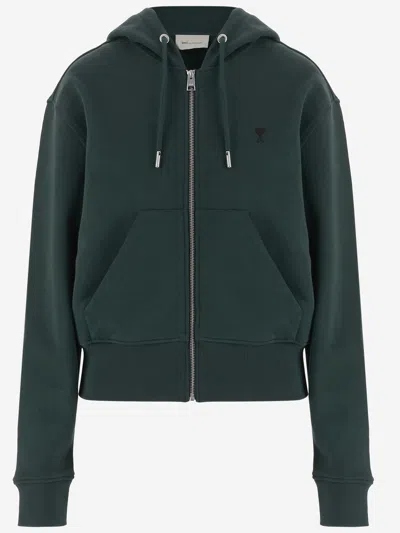 Ami Alexandre Mattiussi Ami Paris Cotton Hoodie In Green