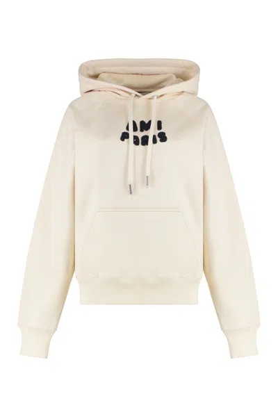 Ami Alexandre Mattiussi Ami Paris Cotton Hoodie In Neutral
