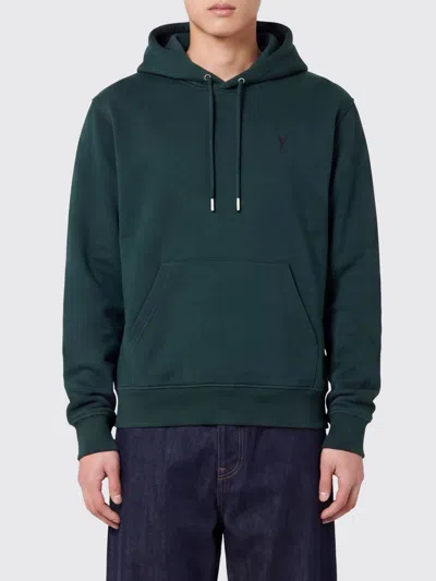 Ami Alexandre Mattiussi Ami Paris Cotton Hoodie With Contrasting Embroidered Logo In Green