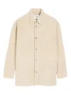 Ami Alexandre Mattiussi White Cotton Corduroy Side Slit Overshirt White In Neutral