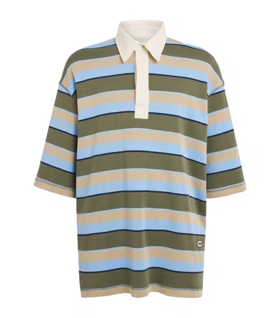 Ami Alexandre Mattiussi Ami Paris Cotton Oversized Stripe Polo Shirt In Green