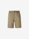 Ami Alexandre Mattiussi Khaki Cotton Elasticated Waist Shorts In Neutral