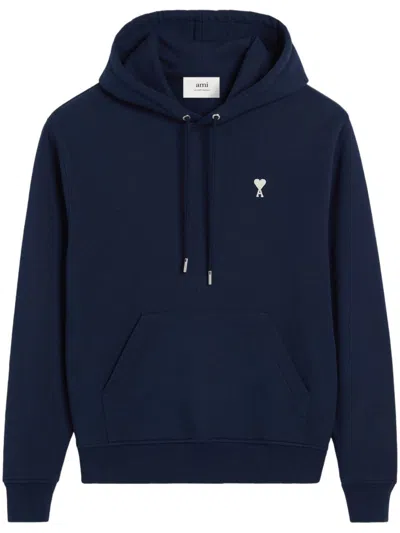 Ami Alexandre Mattiussi Ami Classic Hooded Sweatshirt With Kangaroo Pocket In Blue