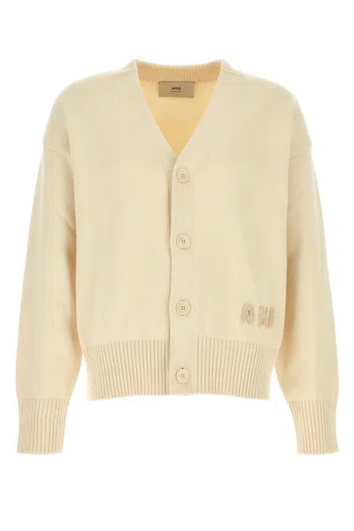 Ami Alexandre Mattiussi Ami Paris Cream Cotton Blend Cardigan