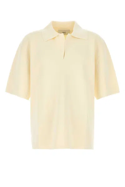 Ami Alexandre Mattiussi Ami Paris Cream Viscose Blend Oversize Polo Shirt