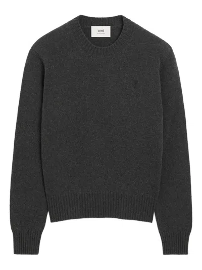 Ami Alexandre Mattiussi Ami Paris Crew Neck Sweater Ami De Coeur In Gray
