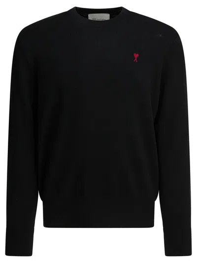 Ami Alexandre Mattiussi Ami Paris Crew Neck Sweater With Logo In Black