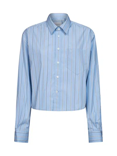 Ami Alexandre Mattiussi Ami Paris Cropped Cotton Poplin Shirt In Blue